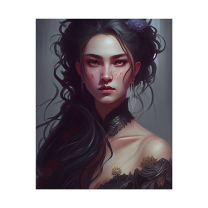 Astonishing Female Portrait: Dr. Black Hair Elegance - Poster