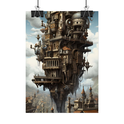 Steampunk Paris Cityscape: Colorful 19th Century Artwork - Poster