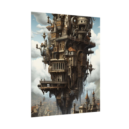 Steampunk Paris Cityscape: Colorful 19th Century Artwork - Poster
