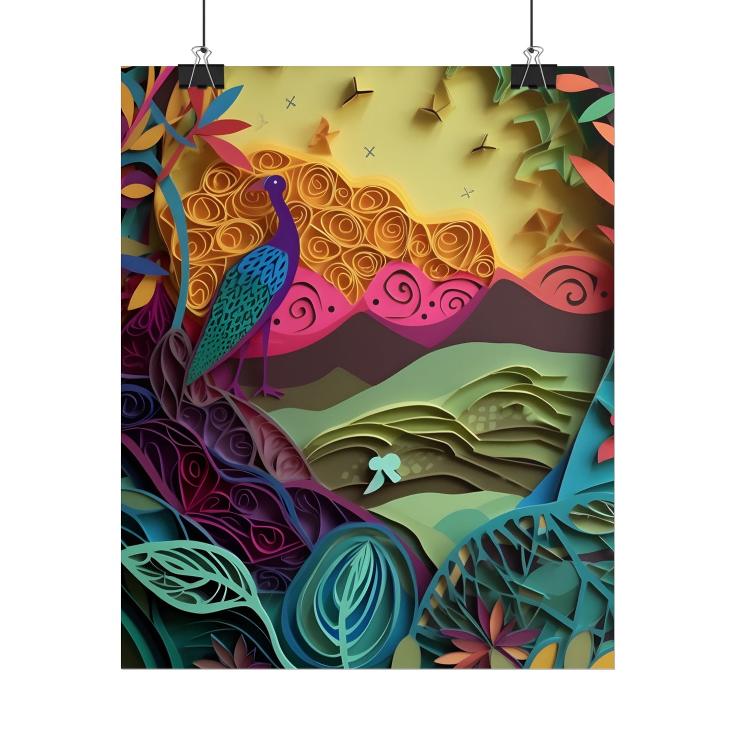 Vibrant Indian Quilling Art: Traditional Landscape Decoration - Poster