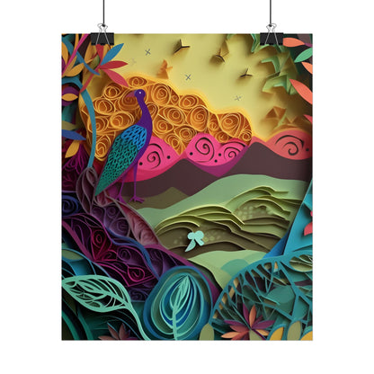 Vibrant Indian Quilling Art: Traditional Landscape Decoration - Poster
