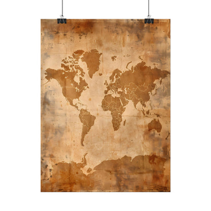 Vintage World Map: Artistic Cartography on Canvas - Poster