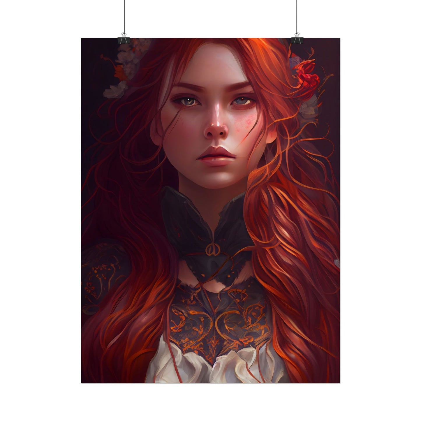 Redhead Female Portrait in a Dress - Poster