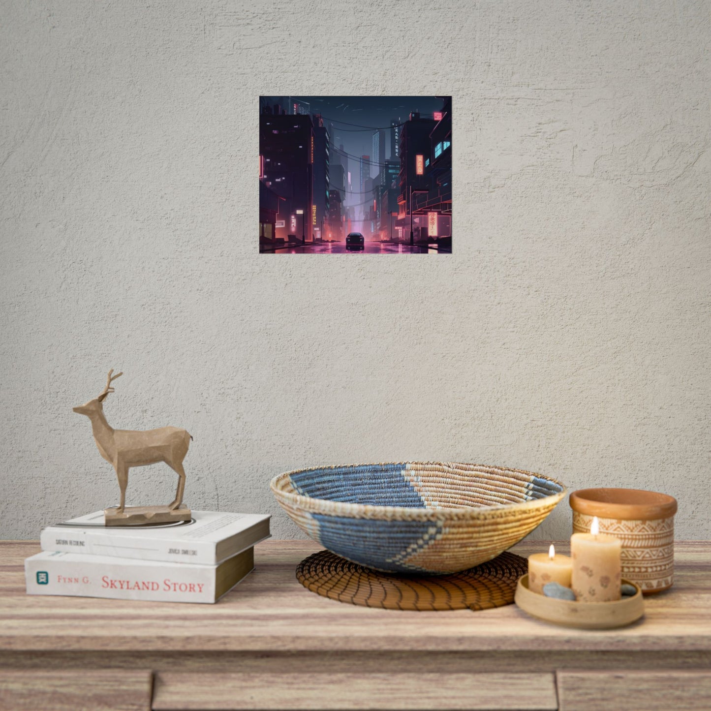 Cyberpunk Night: Melancholic Urban Landscape Artwork - Poster