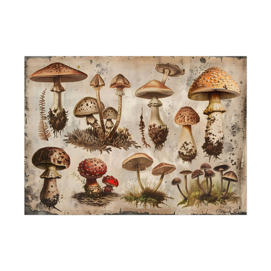 Vintage Mushroom Illustration: Earthy Artwork - Poster