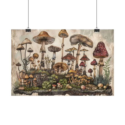 Vintage Mushroom Illustrations: A Collection of Unique Fungi - Poster