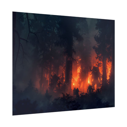 Misty Sunset Gathering: A Group in Nature's Embrace - Poster