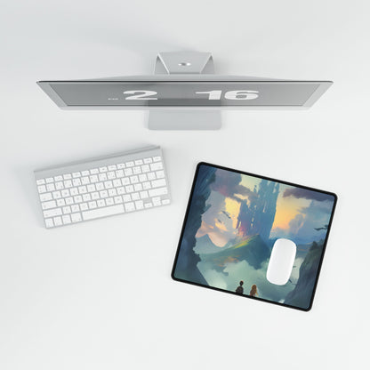 Girl and Boy on Cloudy Meadow: Candid Moment - Desk Mat