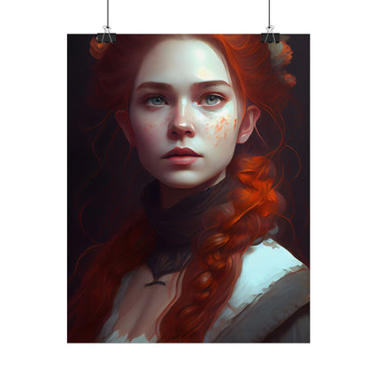 Astonishing Redhead Portrait: Elegant Young Woman in Dress - Poster