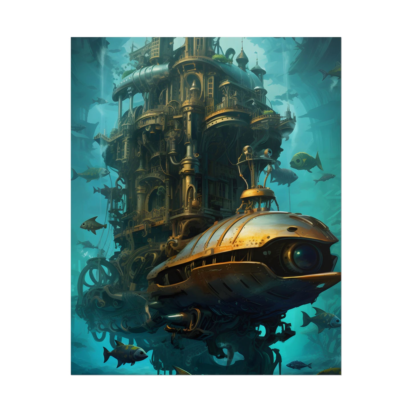 Steampunk Oceanic Adventure: Brass Skirted Explorer - Poster