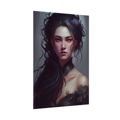 Astonishing Female Portrait: Dr. Black Hair Elegance - Poster