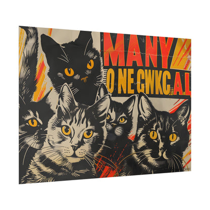 Red Cats in Soviet Motion: A Playful Poster Art - Poster