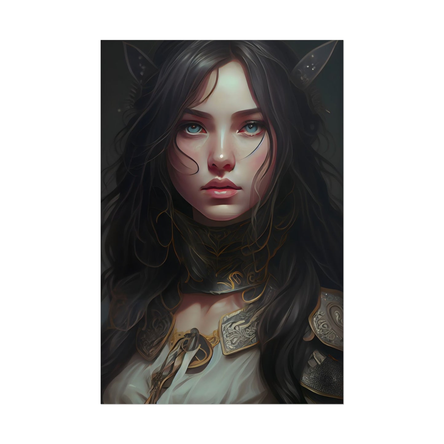 Vibrant Red Portrait: Dynamic Female Artwork - Poster