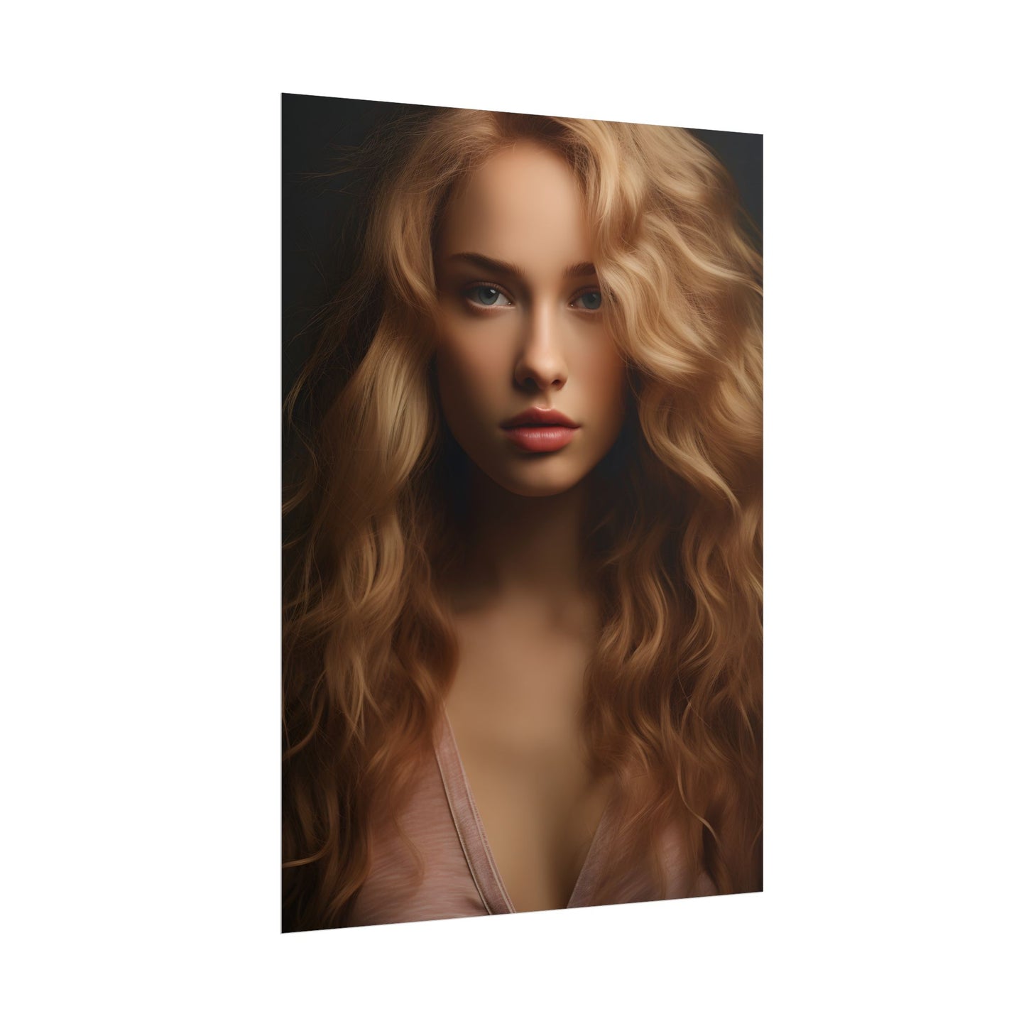Modern Blonde Woman: Minimalist Style Portrait - Poster