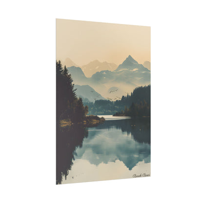 Serene Mountain Lake Aerial: Birds Eye View Artwork - Poster