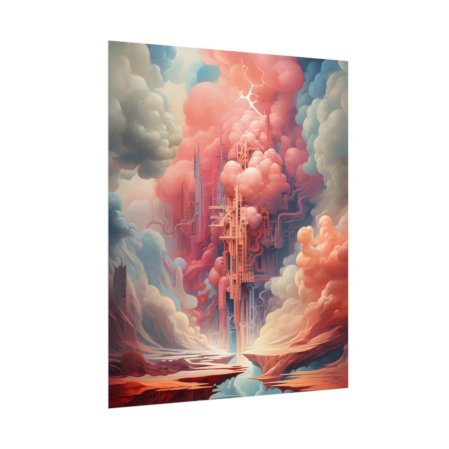 Cyber Dreamscape: Abstract Artwork in Neon Hues - Poster