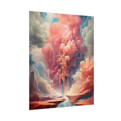 Cyber Dreamscape: Abstract Artwork in Neon Hues - Poster