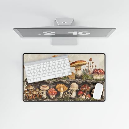 Vintage Mushroom Illustration: Detailed Artwork - Desk Mat