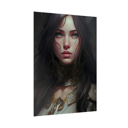 Vibrant Red Portrait: Dynamic Female Artwork - Poster