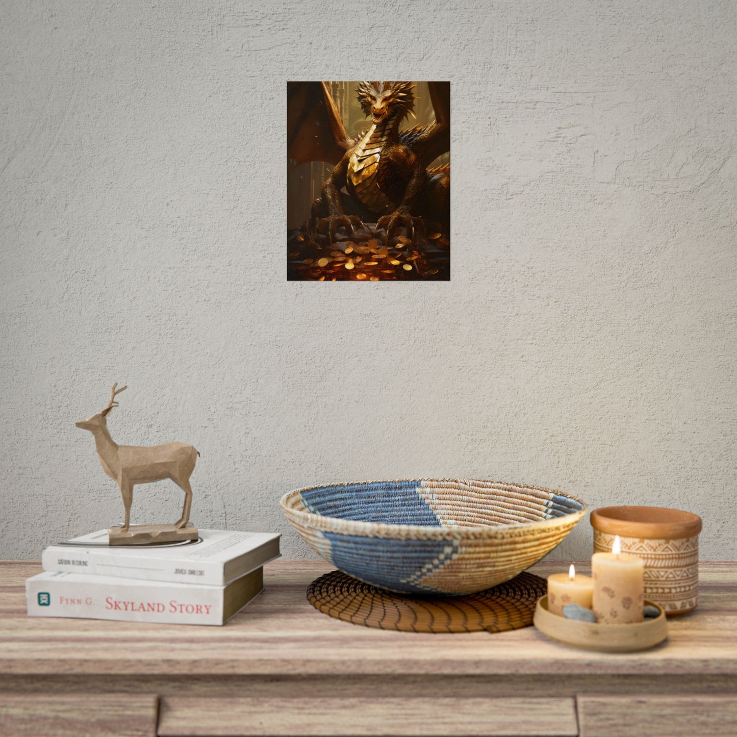 Majestic Dragon Guardian: Fantasy Artwork in a Magical Lair - Poster