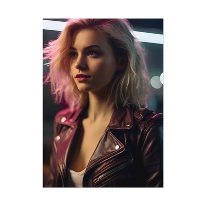 Cyberpunk Teen Close-Up: Digital Artwork - Poster