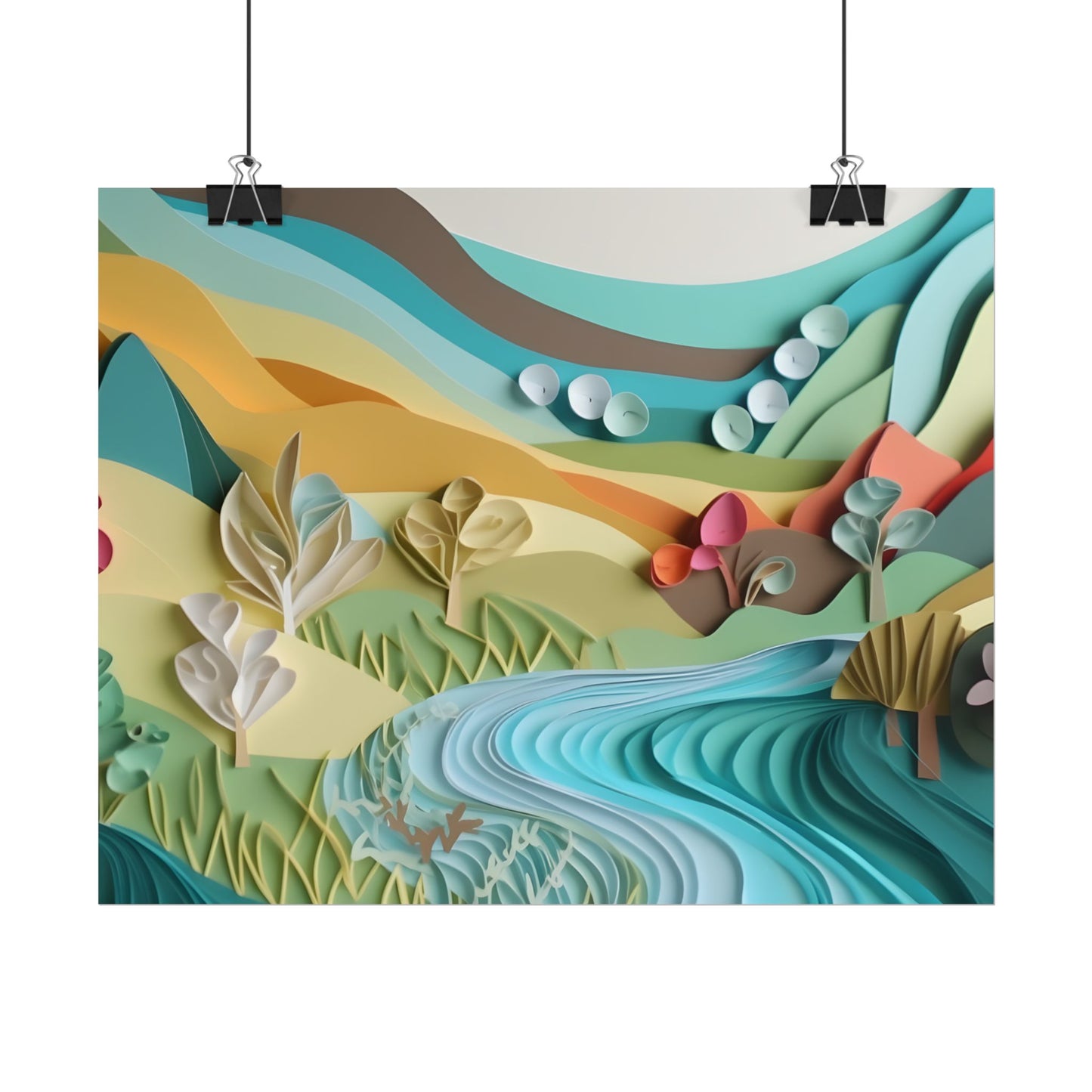 Magical Peaceful Beach: Realistic Paper Quilling Art - Poster