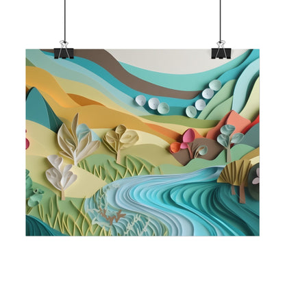 Magical Peaceful Beach: Realistic Paper Quilling Art - Poster