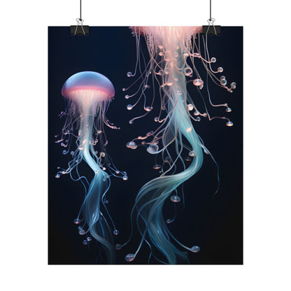 Bioluminescent Oceanic Ballet: Underwater Dancer in Motion - Poster