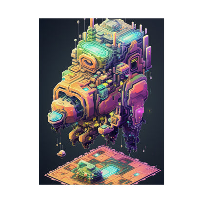 Pixel Punk Pets: Digital Artwork of Cyber-Pets in Pixelated World - Poster