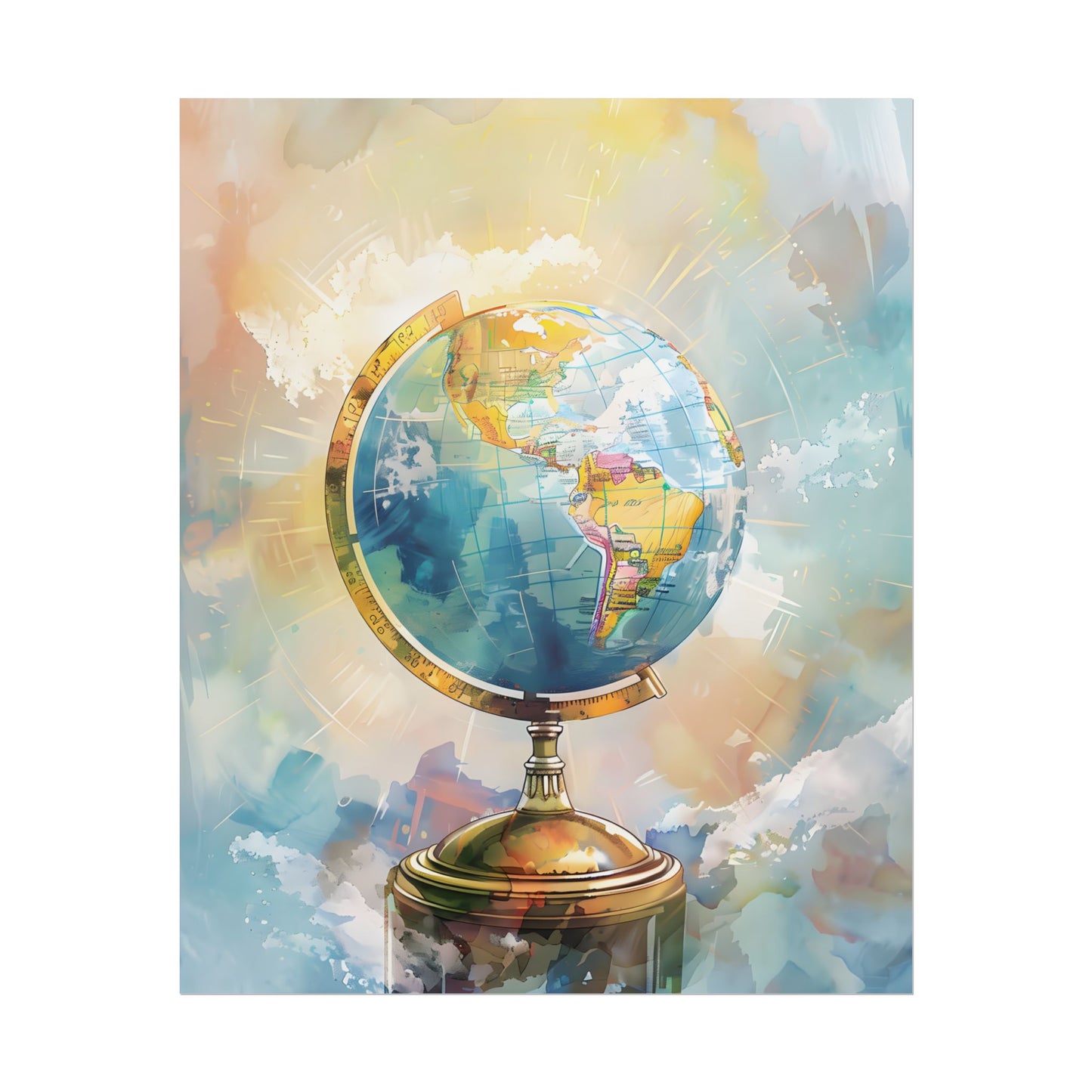 Vintage-Style Globe: World Map with Iconic Features - Poster