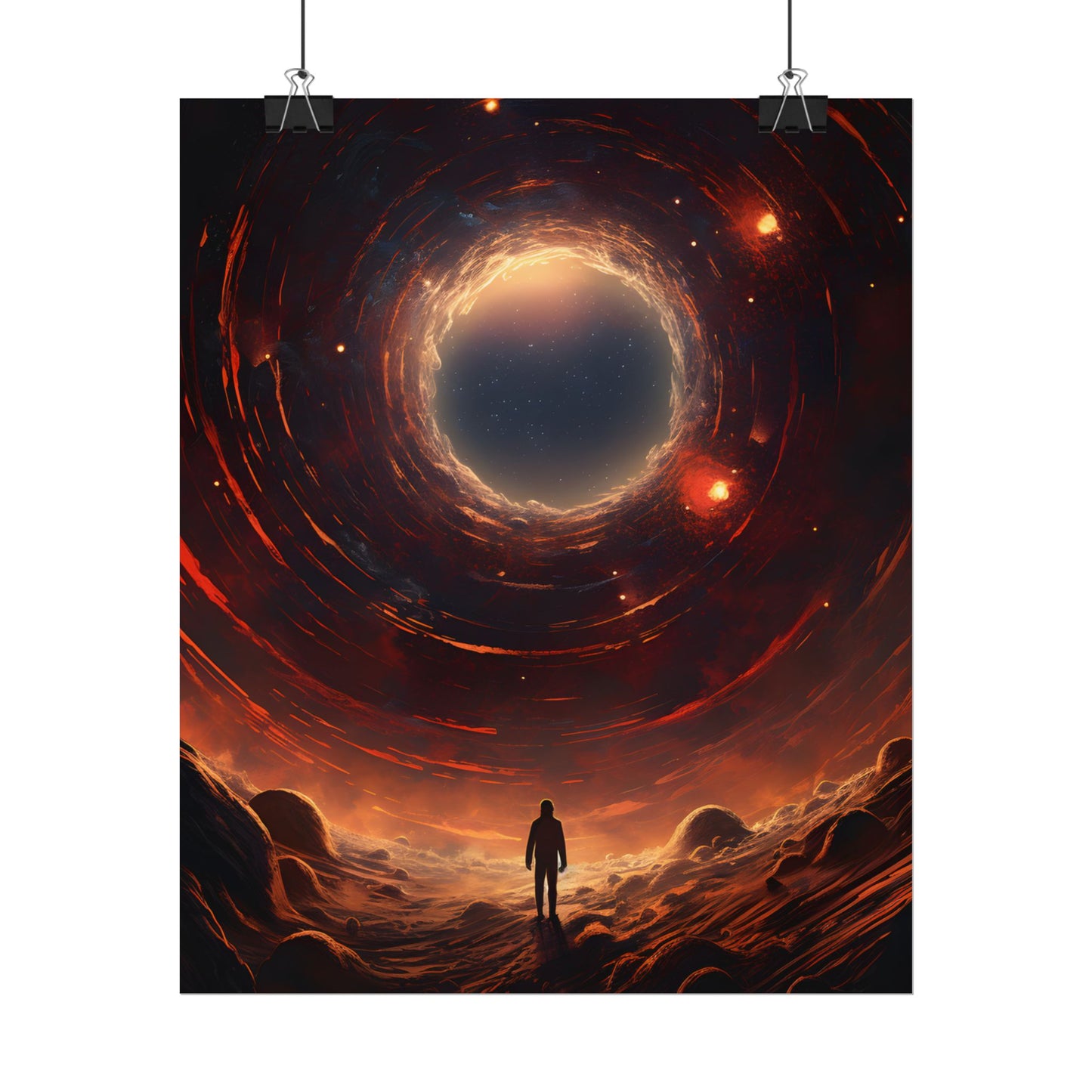 Black Hole Cosmic: A Realistic Digital Artwork of a Planet in Orbit - Poster