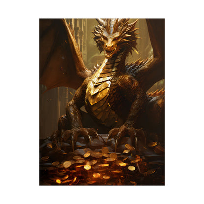 Majestic Dragon Guardian: Fantasy Artwork in a Magical Lair - Poster