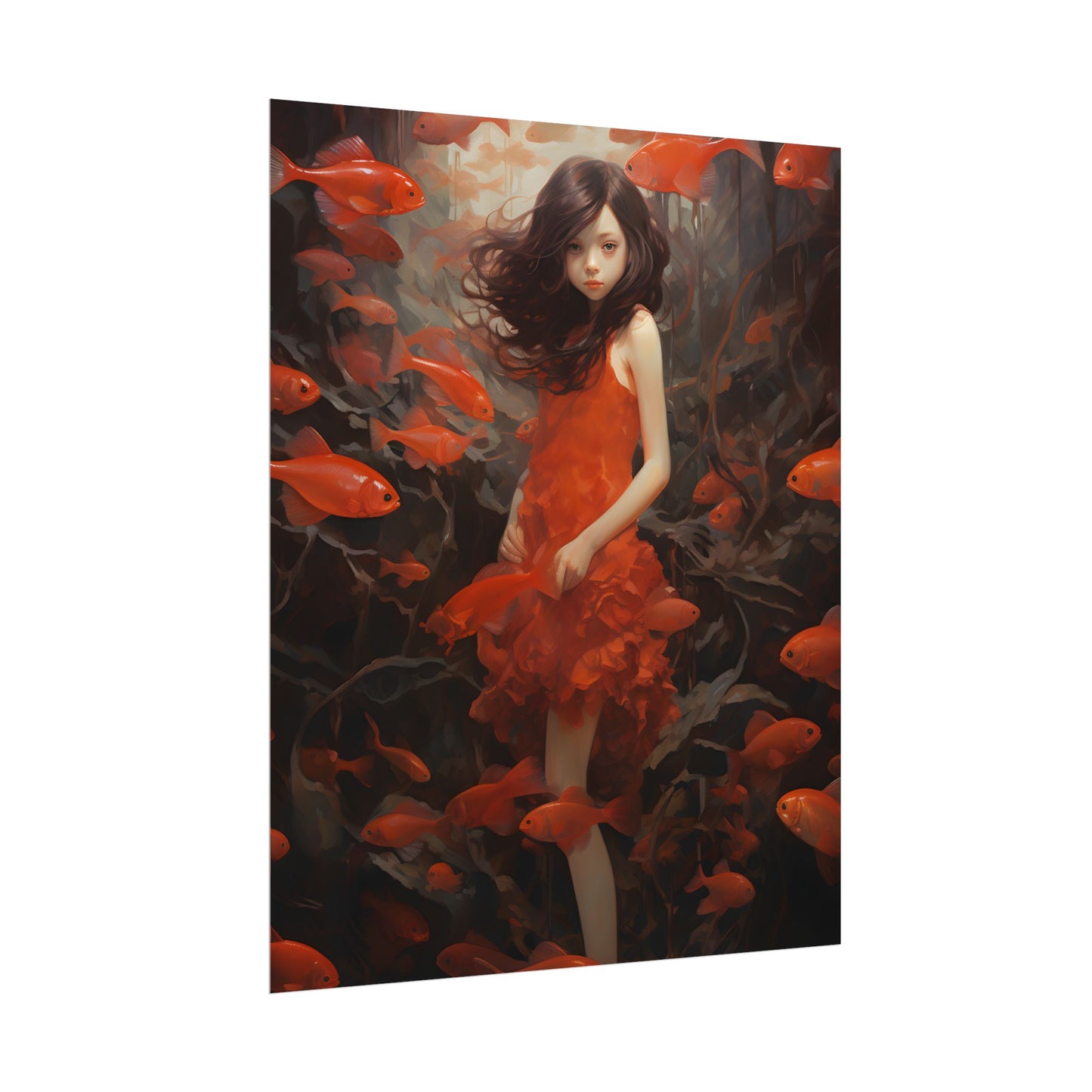Simple Orange Still Life: Casual Wooden Table Art - Poster