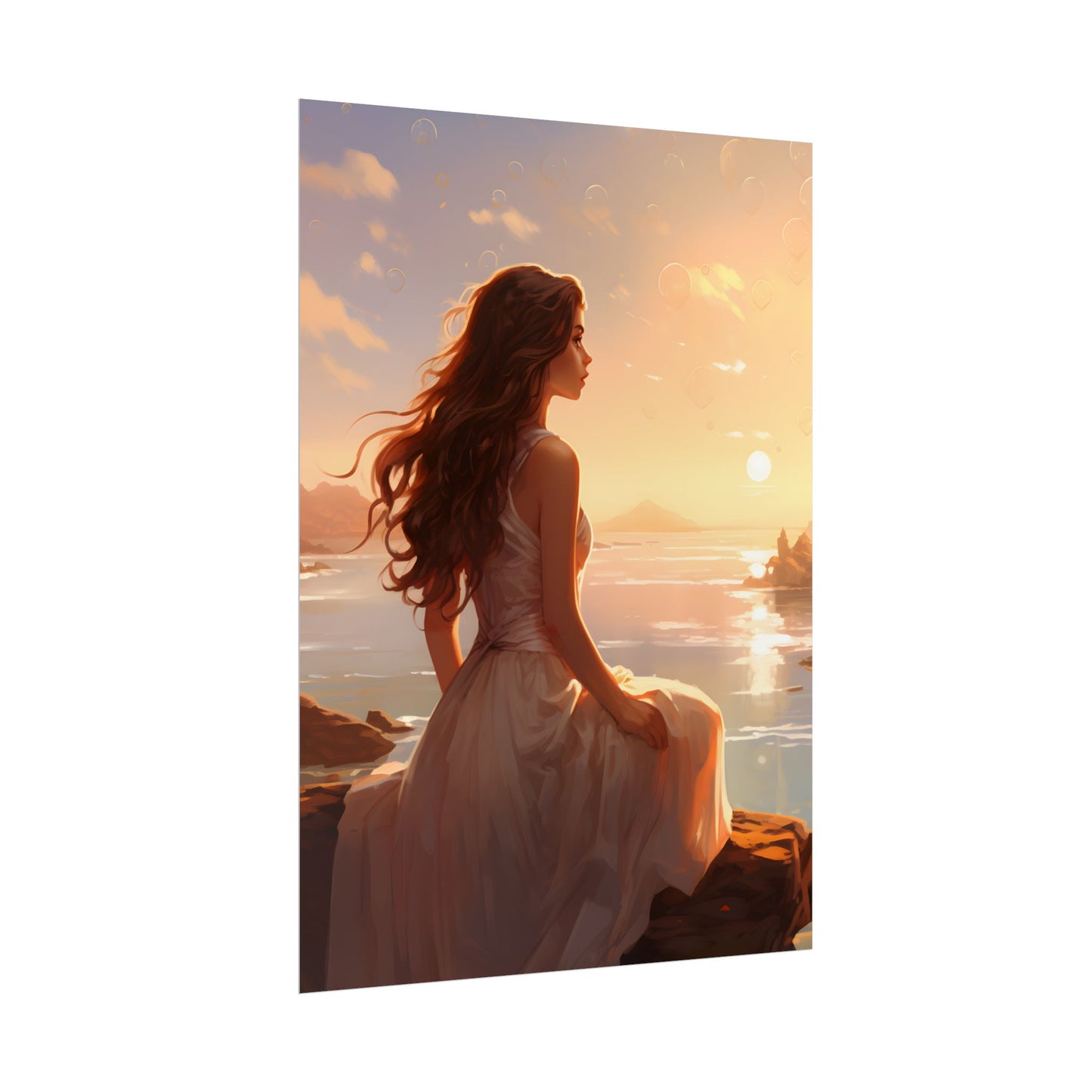 Vibrant Beach Scene: Summer Day with Sun-Kissed Figure - Poster