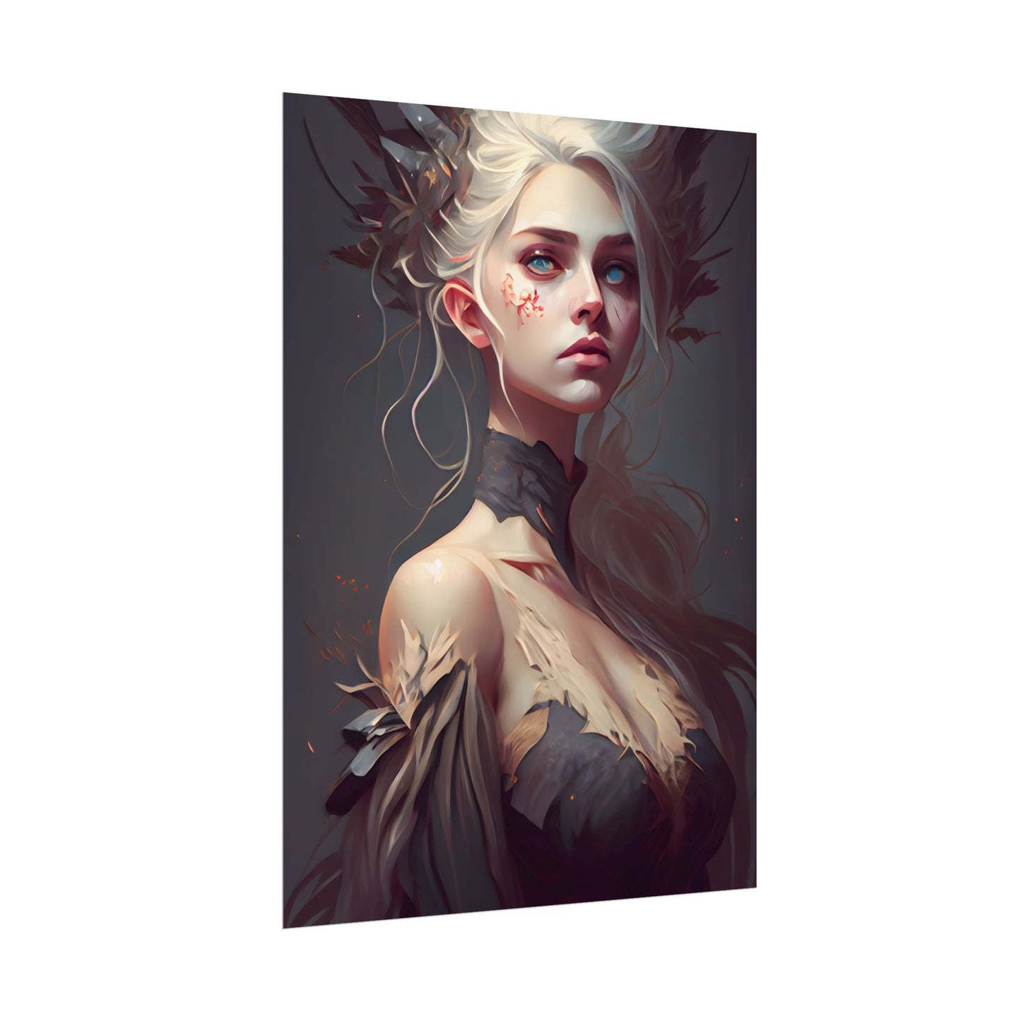 Elegant Blonde Portrait: Outdoor Woman in Dress - Poster