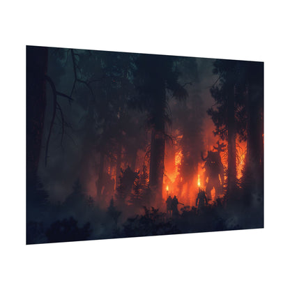 Misty Sunset Gathering: A Group in Nature's Embrace - Poster