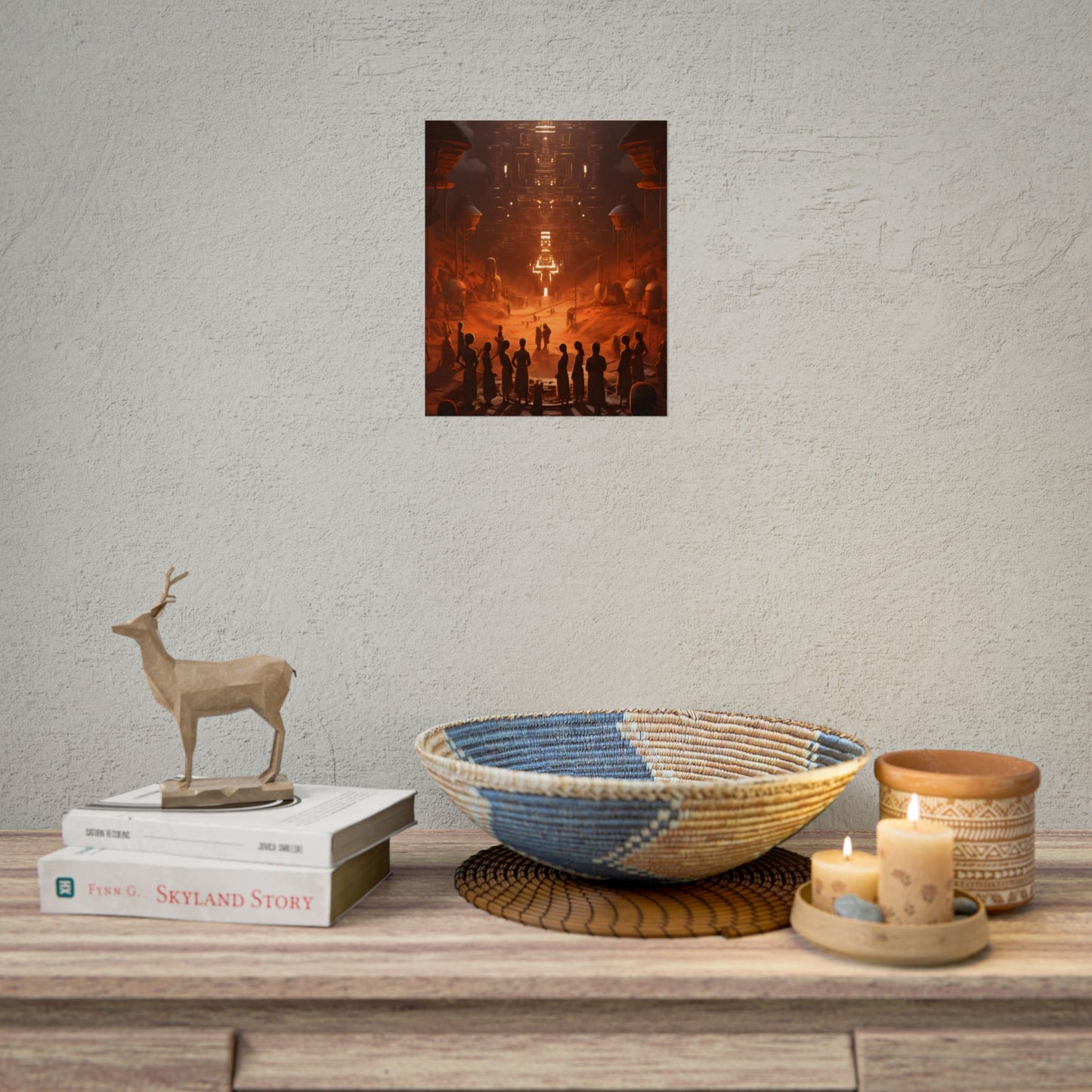Vibrant Futuristic Tribal Gathering: Digital Art - Poster