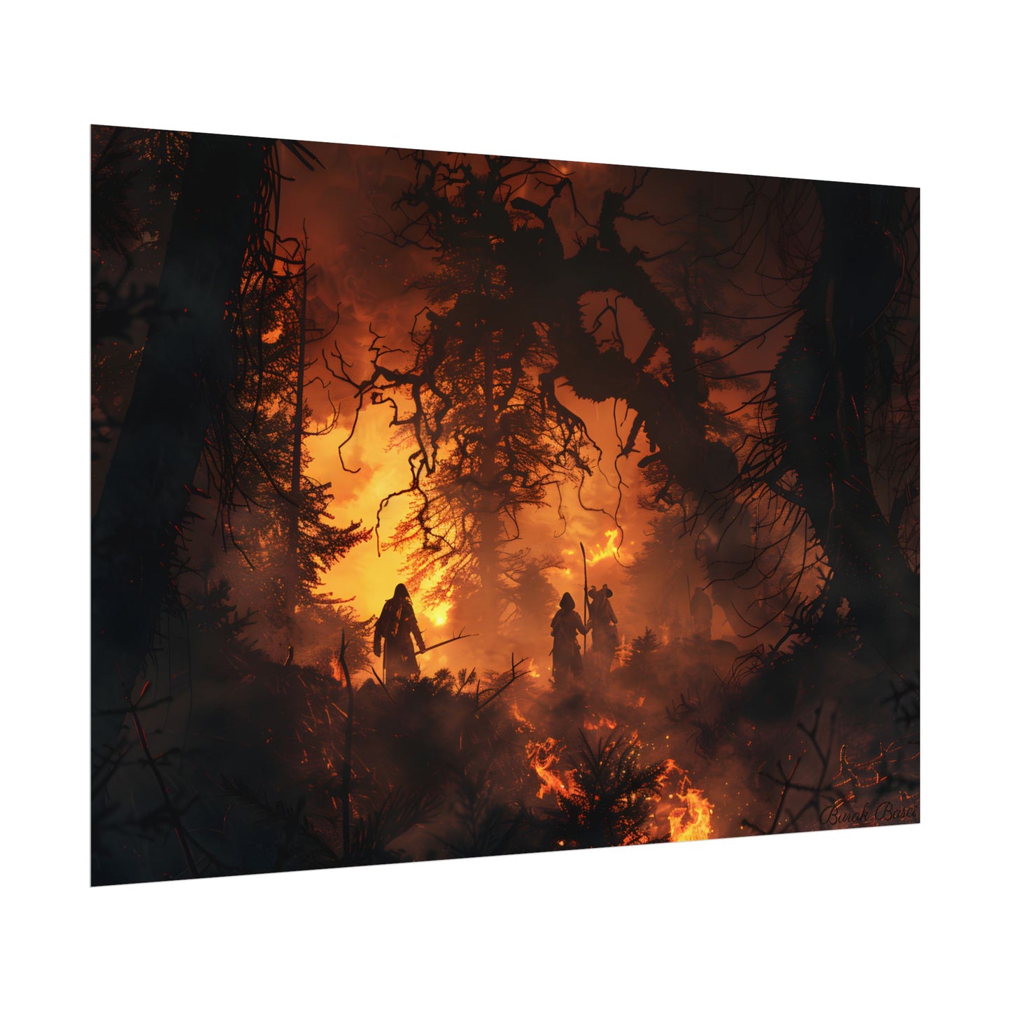 Misty Sunset Forest: Group Gathering - Poster