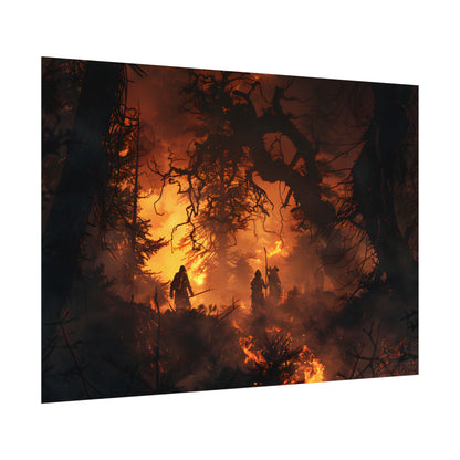 Misty Sunset Forest: Group Gathering - Poster