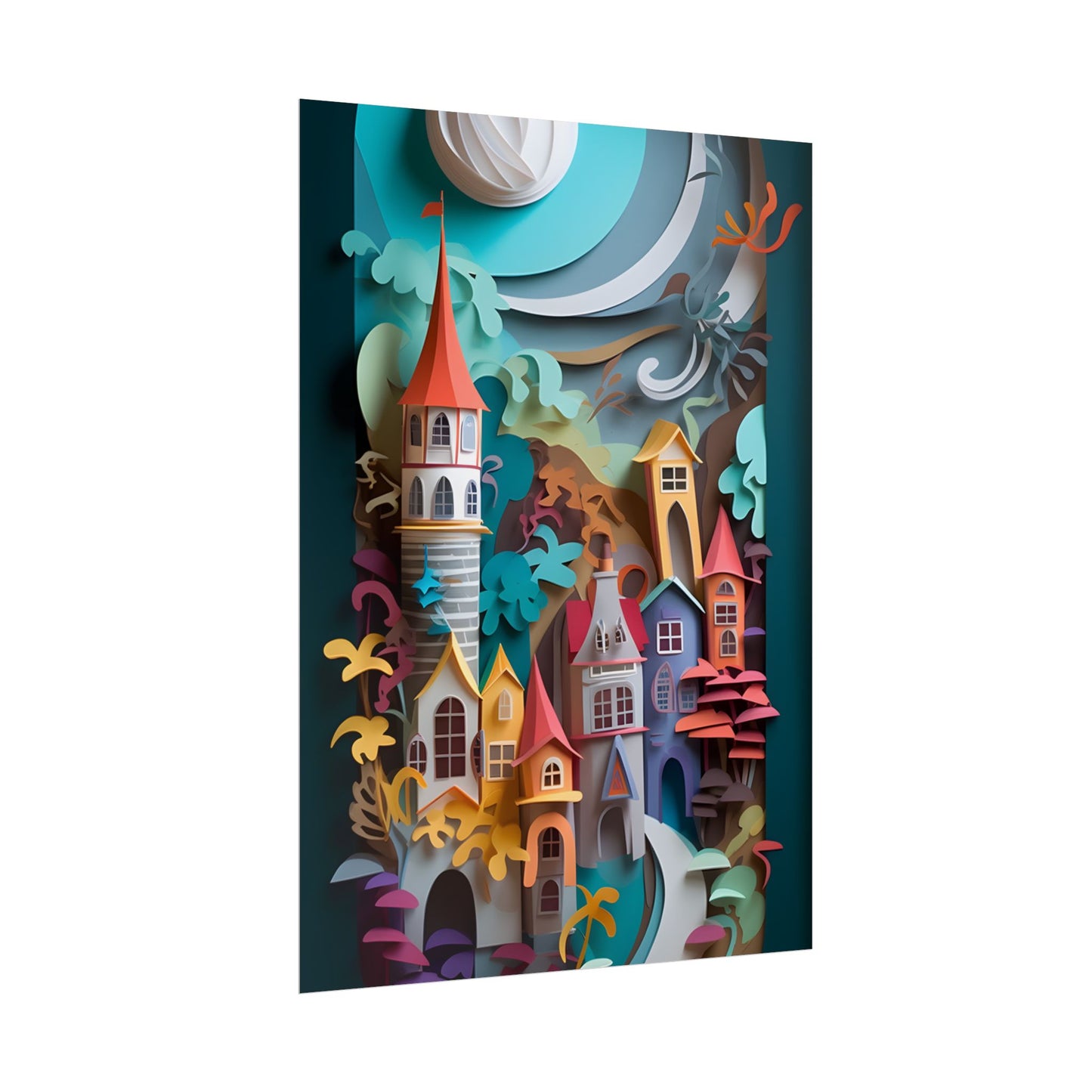 Eye-Catching European Landscape: Paper Quilling Artwork - Poster