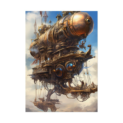 Steampunk Sky-Liner Race: Industrial City Dusk - Poster
