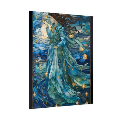 Medieval Stained Glass Art: A Colorful Church Window Piece - Poster