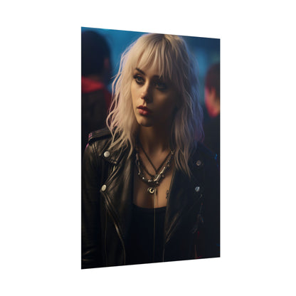 Cyberpunk Blonde Woman: Fashionable Portrait in Close-Up - Poster