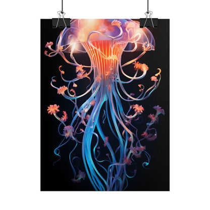 Bioluminescent Oceanic Ballet: Elegantly Poised Dancer in Underwater Performance - Poster