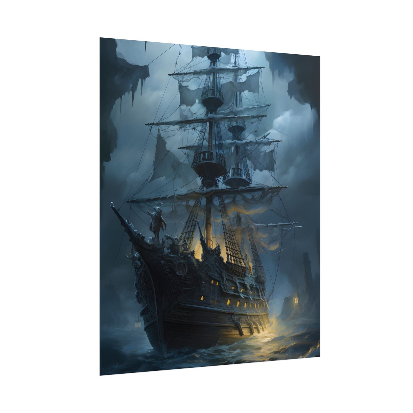 Ghost Pirate Sails: Mysterious Ocean Artwork - Poster