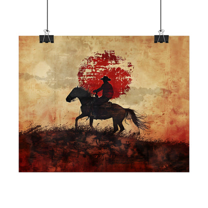 Dynamic Rodeo Scene: Earthy Tones of a Thrilling Ride - Poster