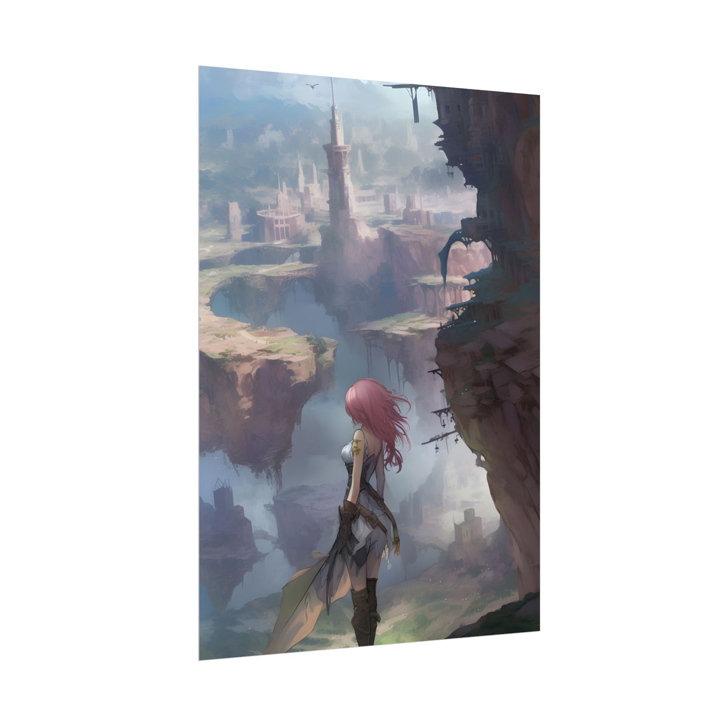 Vibrant Bird in Flight: Anime Style Digital Art - Poster