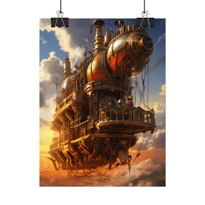 Steampunk Sky-Liner Thrill: Colorful Runners on Colum - Poster