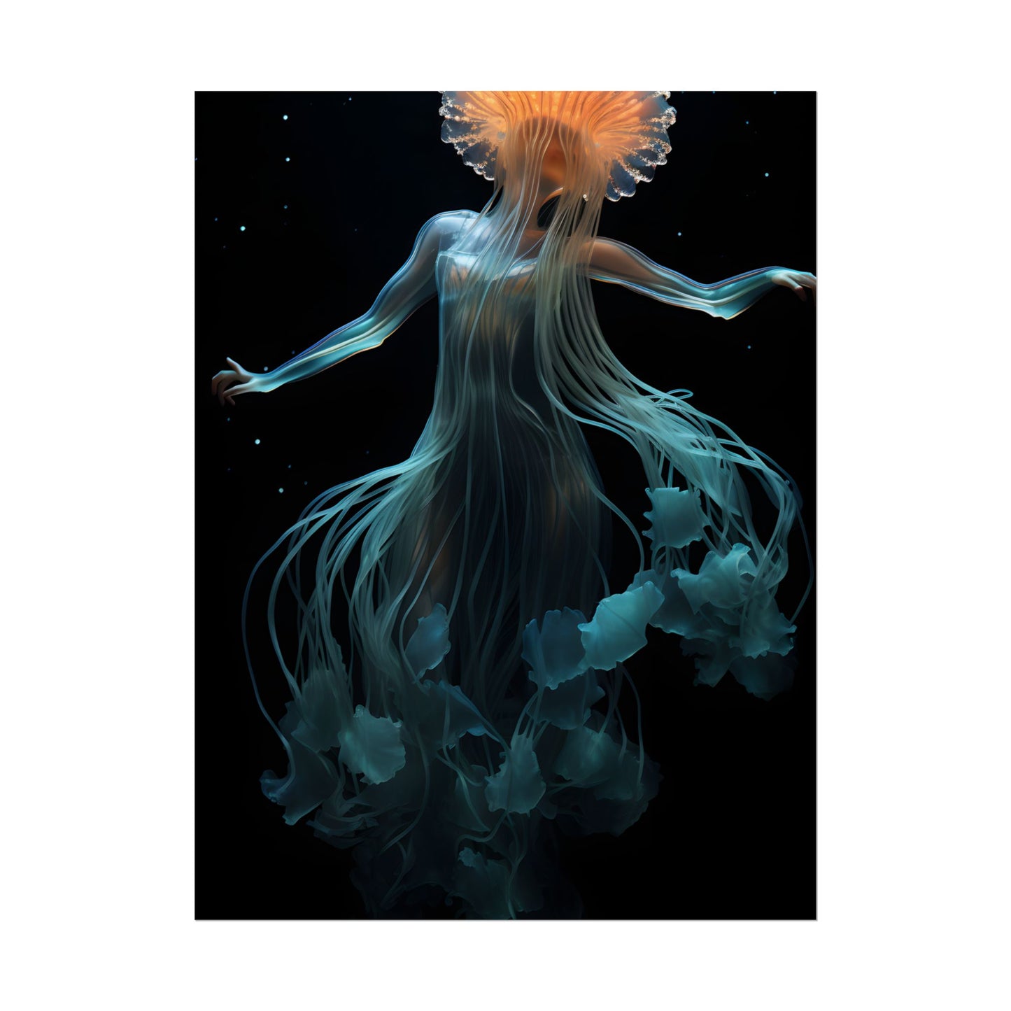 Underwater ballet of luminescent beauty: A dance in motion with oceanic harmony - Poster