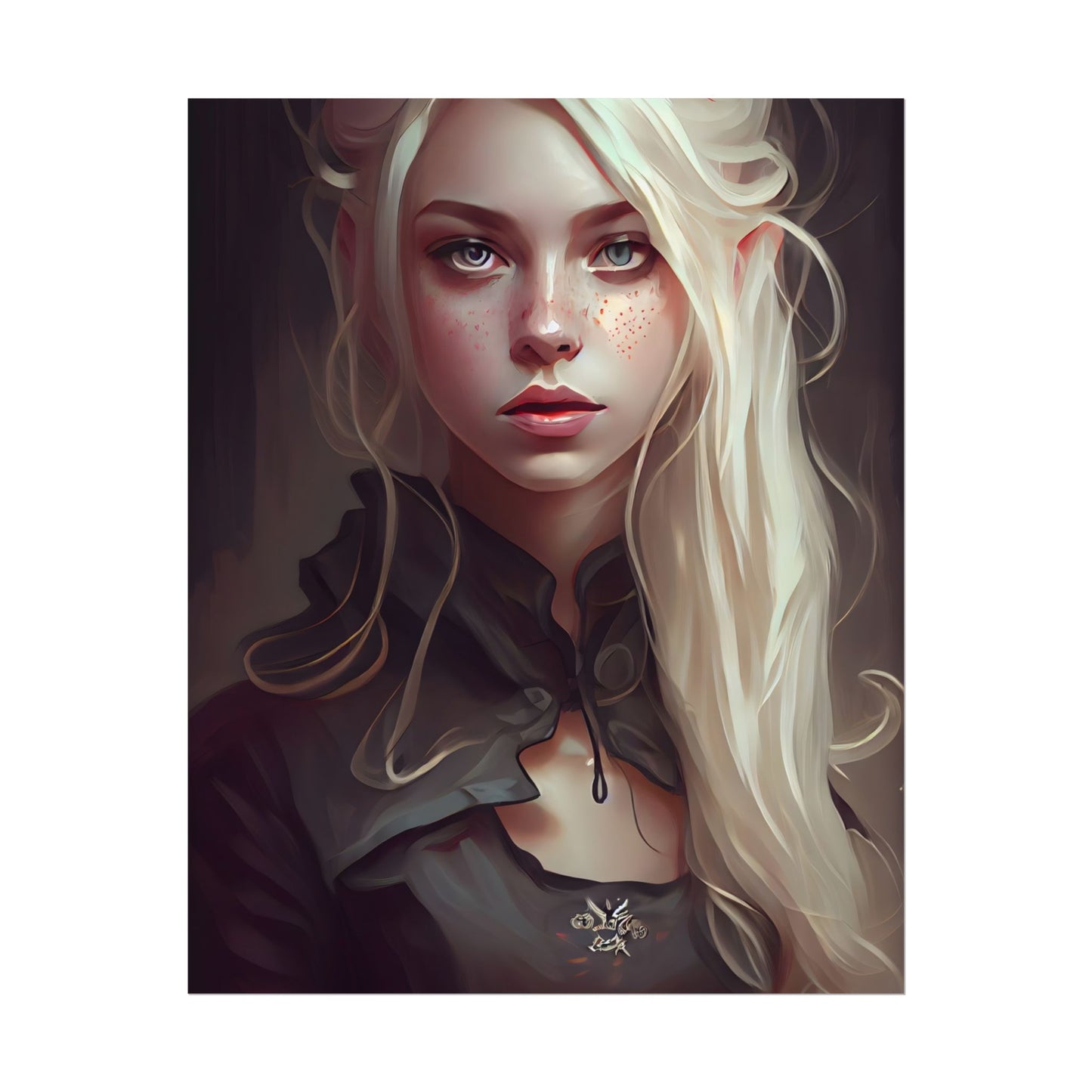 Blonde Portrait: Elegant Woman in Black Dress - Poster